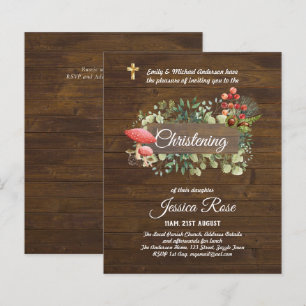 BUDGET Rustic Woodland Christening Invite Baptism