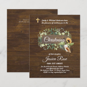 BUDGET Rustic Woodland Christening Invite Baptism