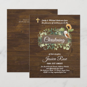 BUDGET Rustic Woodland Christening Invite Baptism 