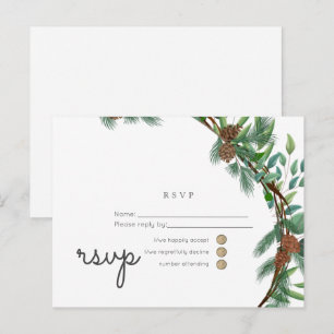 Budget Rustic Woodland RSVP Wedding Invitation Postcard