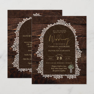 BUDGET Rustic Woodland Wedding Wood Lace INVITE
