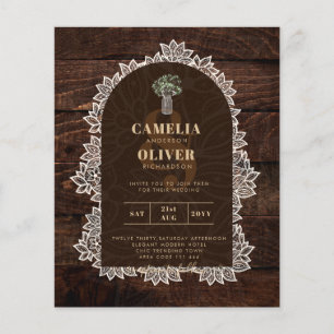 BUDGET Rustic Woodland Wedding Wood Lace INVITE Flyer