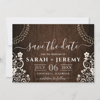Budget Rustic Woodsy Light Wedding Save the Date