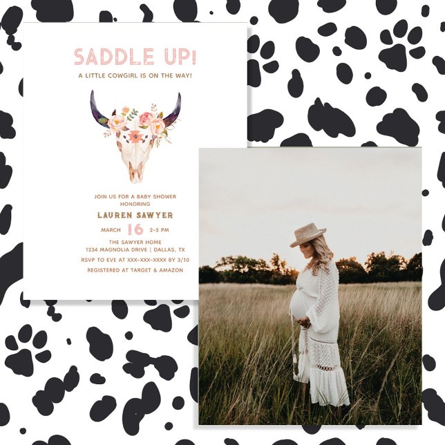 Budget Saddle Up Western Photo Baby Girl Shower Flyer (Creator Uploaded)