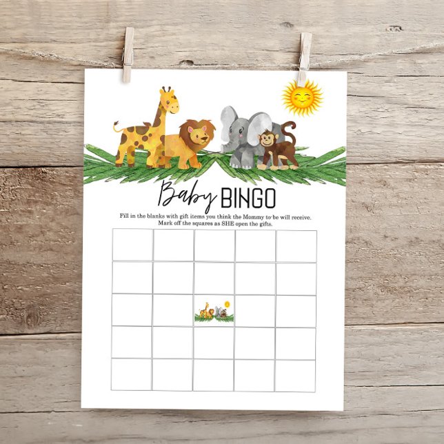 Budget Safari Animals Baby Bingo Baby Shower Game (Creator Uploaded)