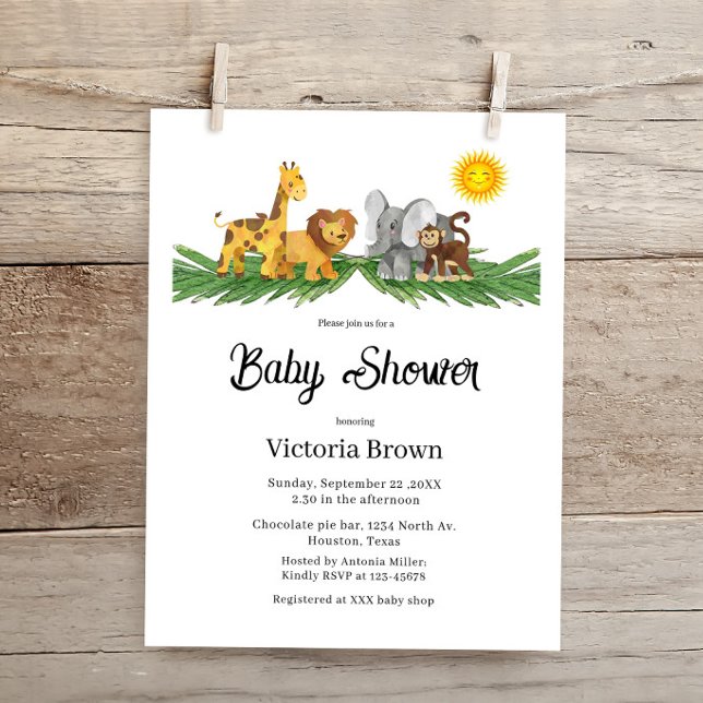 Budget Safari Animals Baby Shower Invitation (Creator Uploaded)