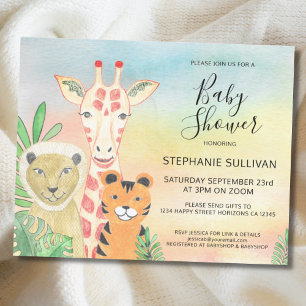 Budget Safari Animals Baby Shower Invitation