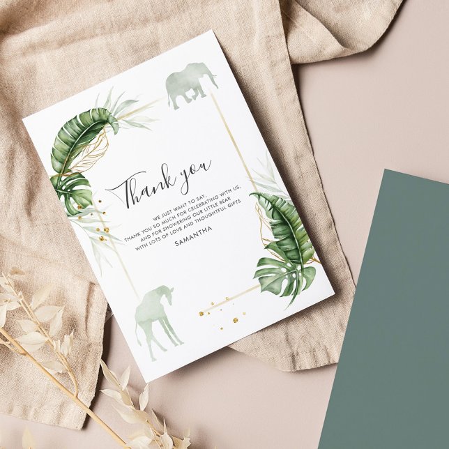 Budget Safari Animals Baby Shower Thank You Card (Creator Uploaded)