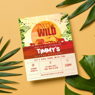 Budget Safari Animals Two Wild Birthday Invitation
