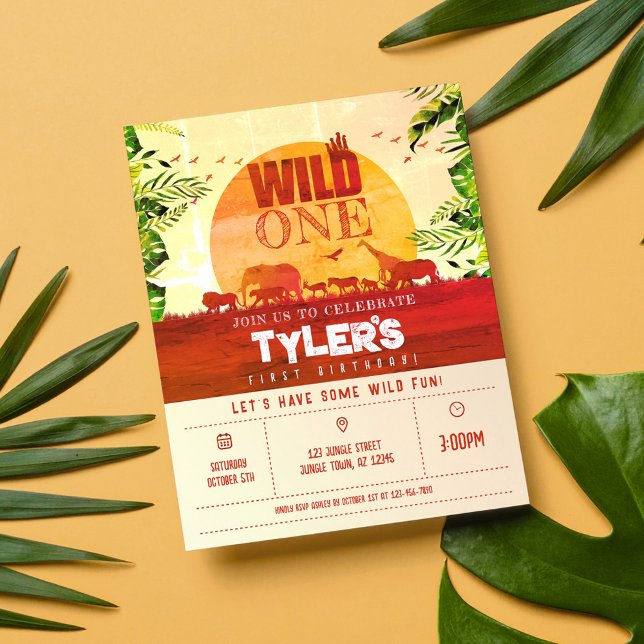 Budget Safari Animals Wild One Birthday Invitation (Creator Uploaded)