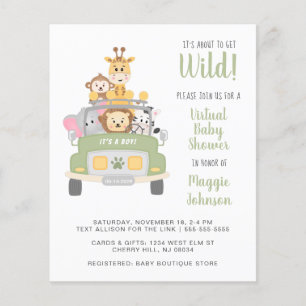 Budget Safari Baby Boy Virtual Shower Invitation