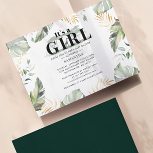 Budget Safari Giraffe Girl Baby Shower Invitation
