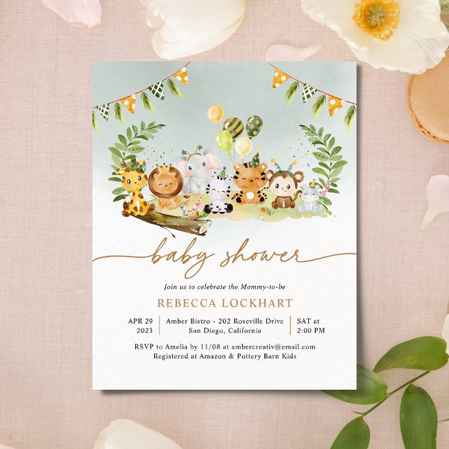 Budget Safari Gold Boy Baby Shower Invitation  (Creator Uploaded)