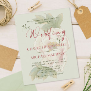 BUDGET Sage and Blush Floral Photo Wedding Invites