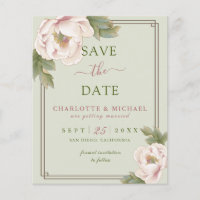BUDGET Sage and Blush Floral Wedding Save the Date