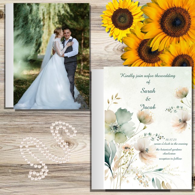 budget SAGE ELEGANT GREENERY FLORAL WEDDING  Flyer (Creator Uploaded)