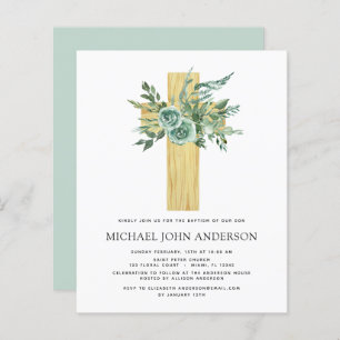 Budget Sage Eucalyptus Baptism Greenery Invitation