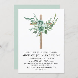 Budget Sage Eucalyptus Baptism Greenery Invitation