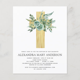 Budget Sage Eucalyptus Baptism Greenery Invitation Flyer