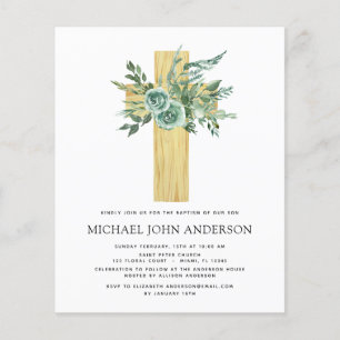 Budget Sage Eucalyptus Baptism Greenery Invitation Flyer
