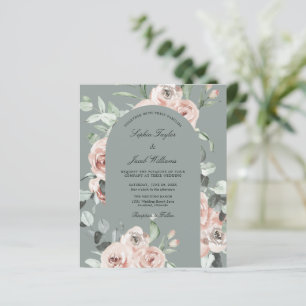 Budget Sage Floral Eucalyptus Wedding Invitation
