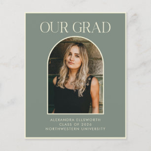 Budget Sage Green 2 Photo Graduation Announcement