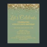 Budget Sage Green 30th Birthday Party Invitation<br><div class="desc">Sage Green Gold Glitter Invite,  Budget 30th Birthday Party invitation,  Let's celebrate Thirty Any Age,  Fortieth Fiftieth Forty Fifty Sixty,  Personalised 21st 40th 50th 60th,  Elegant Milestone Thirtieth Sweet 16,  Custom 18th Glam Golden Confetti,  Adult Calligraphy Modern Stylish script,  Chic trendy simple for her,  Bling 16th quinceanera 15th celebration</div>
