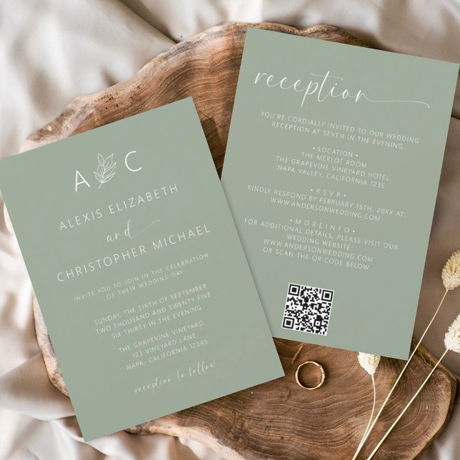 Budget Sage Green All In One Wedding QR Code (Creator Uploaded)
