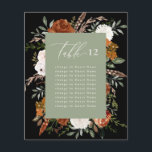 Budget sage green black floral table seating plan<br><div class="desc">Budget botanical floral rust,  terracotta,  black,  natural and sage green rustic,  elegant table seating plan wedding day decor. On trend script text,  part of a matching wedding suite.</div>