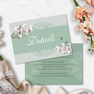 BUDGET Sage Green Chinoiserie Chic Wedding Details Card