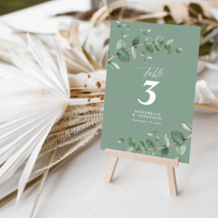 Budget sage green eucalyptus elegant wedding table invitation