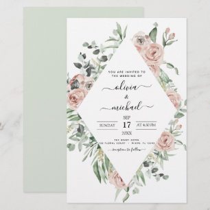 Budget Sage Green Eucalyptus Wedding Invitation