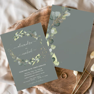Budget Sage Green Eucalyptus Wedding Invitations