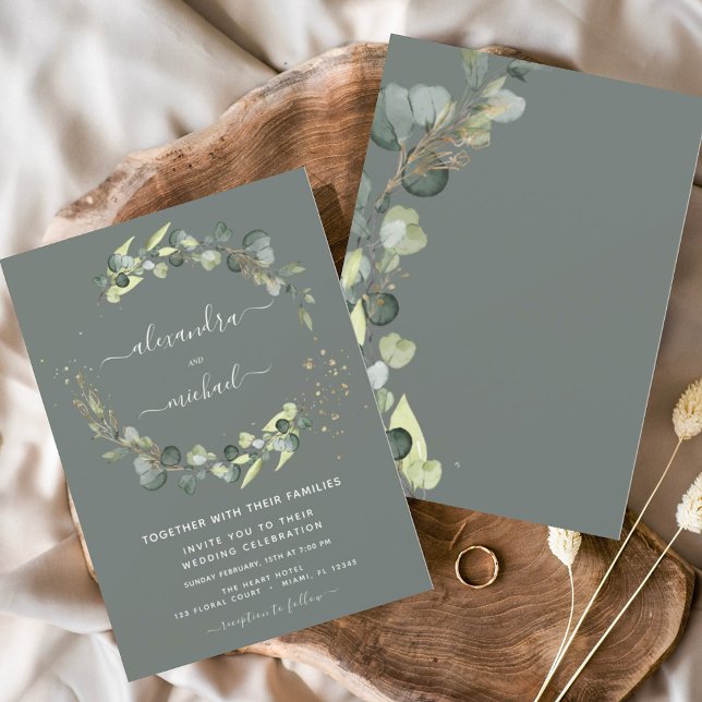 Budget Sage Green Eucalyptus Wedding Invitations (Creator Uploaded)
