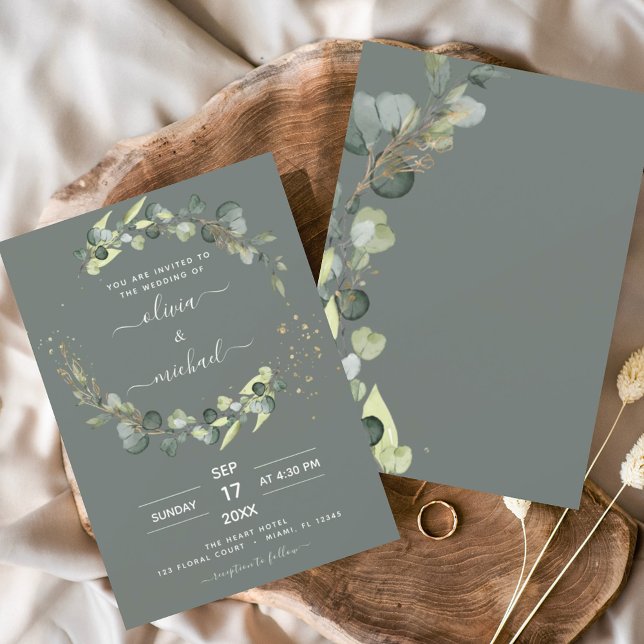 Budget Sage Green Eucalyptus Wedding Invitations Flyer (Creator Uploaded)