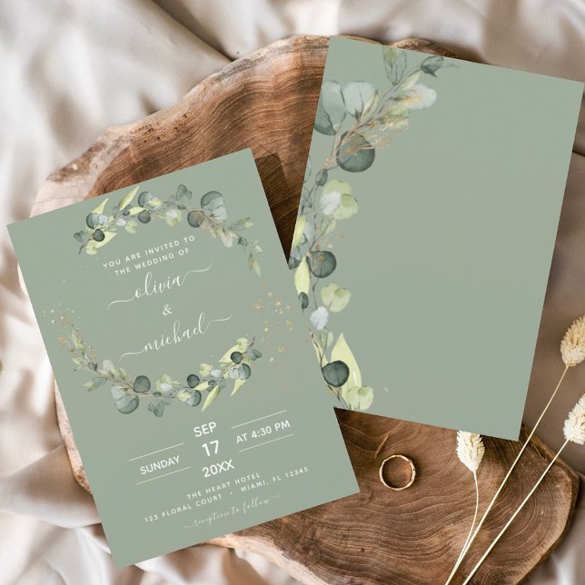 Budget Sage Green Eucalyptus Wedding Invitations Flyer (Creator Uploaded)