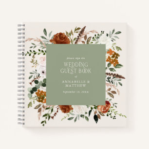 Budget sage green floral wedding guest book rustic
