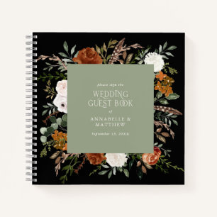 Budget sage green floral wedding guest book rustic