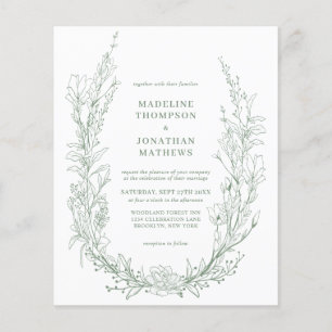 BUDGET Sage Green Floral Wreath Monogram Wedding