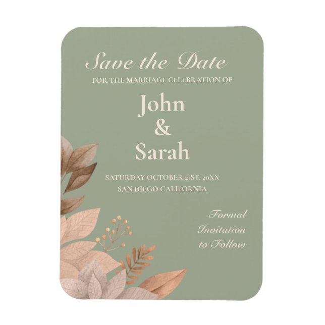 Budget Sage Green Magnet Save the Date (Vertical)