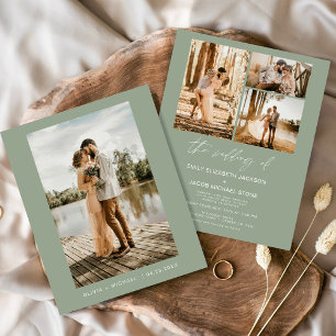 Budget Sage Green Minimalist Photo Wedding  Flyer