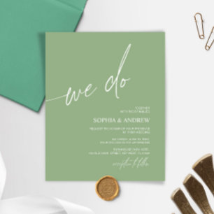 Budget Sage Green Minimalist Wedding Invitation