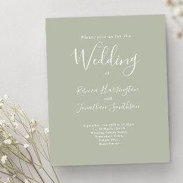 Budget Sage Green Modern Wedding RSVP Invitation