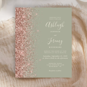 Budget Sage Green Rose Gold Glitter Wedding