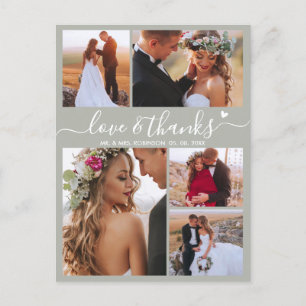 Budget Sage Green Script Photo Wedding Thank You  Postcard