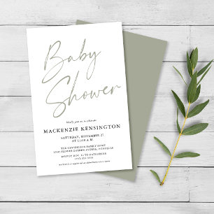 Budget Sage Green Simple Script Baby Shower FLYER