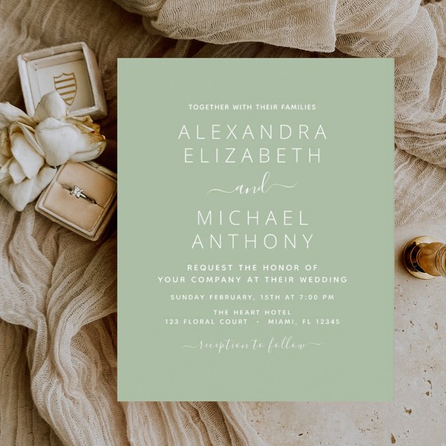 Budget Sage Green Wedding Invitation Flyer (Creator Uploaded)