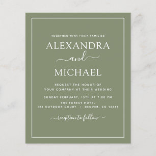 Budget Sage Green Wedding Modern Typography