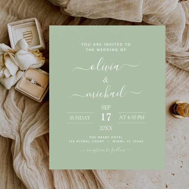 Budget Sage Green Wedding Modern Typography (Creator Uploaded)