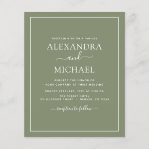 Budget Sage Green Wedding Modern Typography Flyer